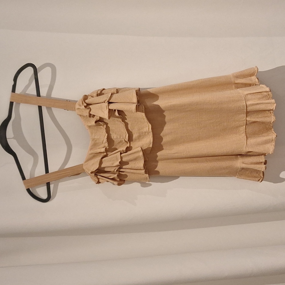 Indikah nude/blush baby doll Ruffle mini dress size Small